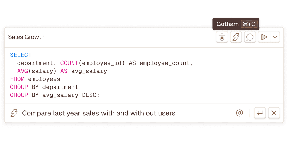 SQL code example