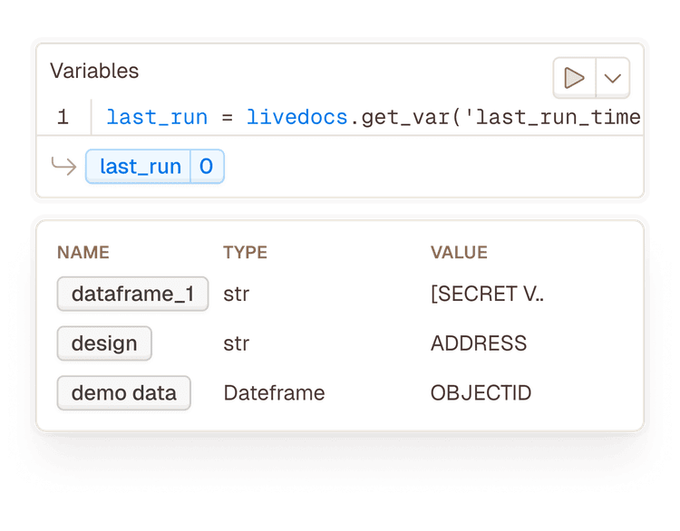 Variables interface