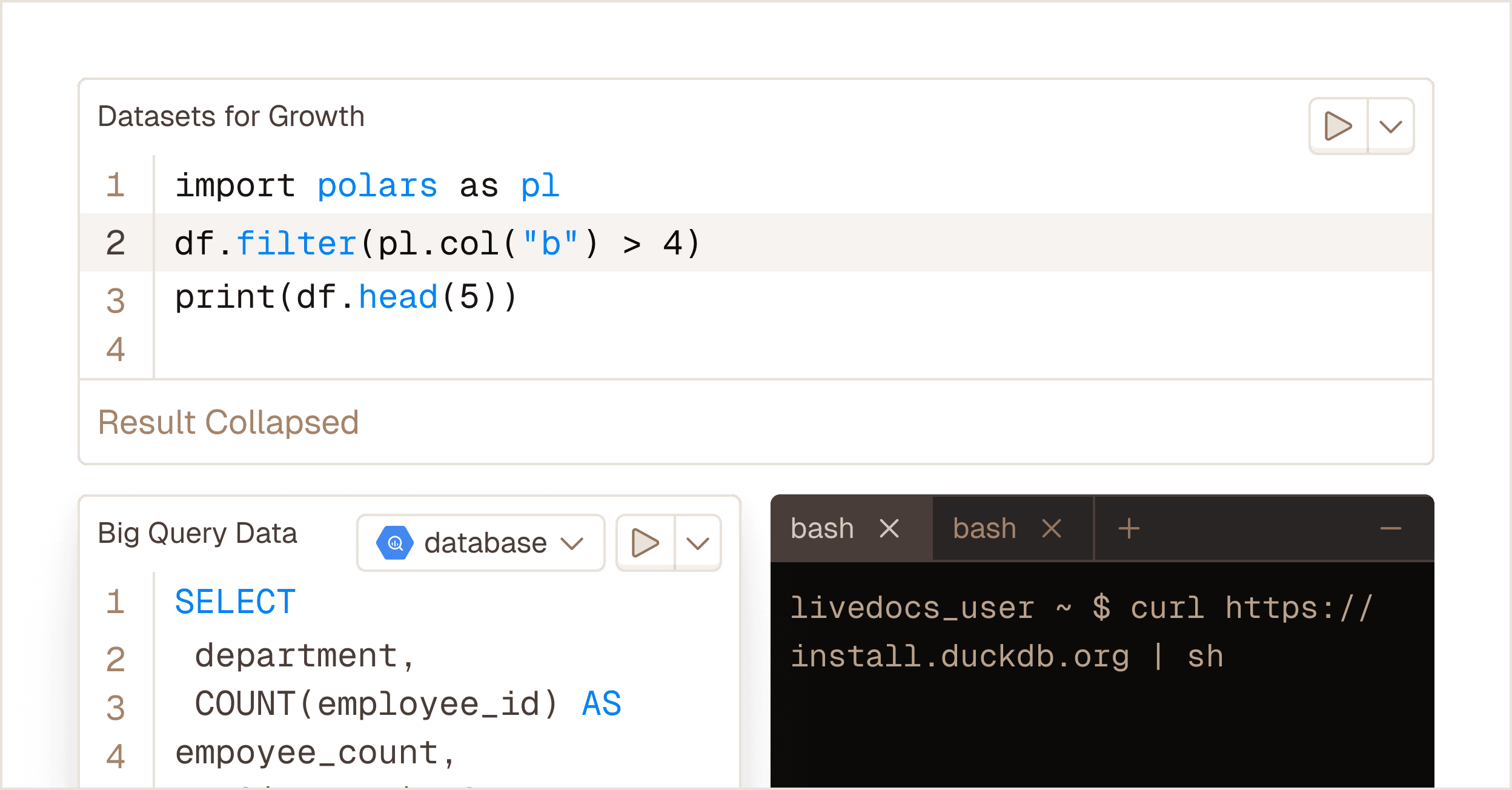Use Python & SQL with zero setup